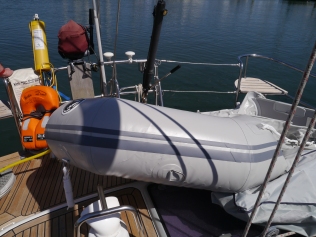 Inflating the dinghy